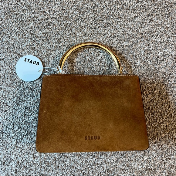 NWT STAUD Small Paperbag Arc Handheld Bag in Tan - Picture 1 of 12